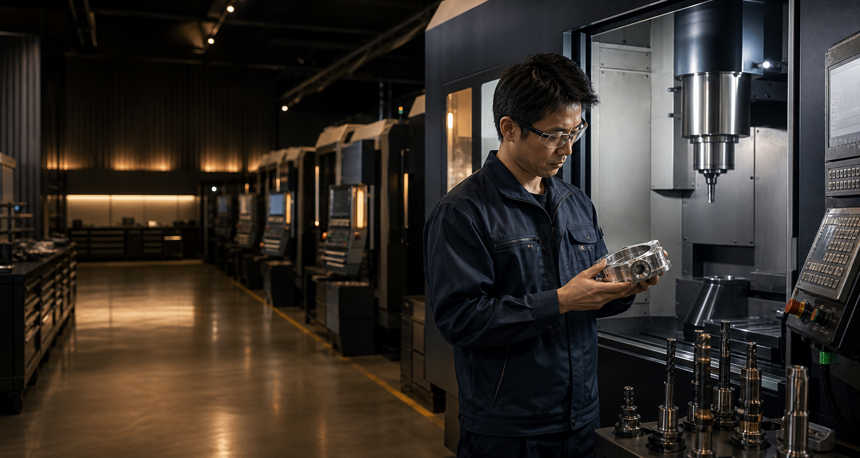 精密加工機械が動く工場内の写真